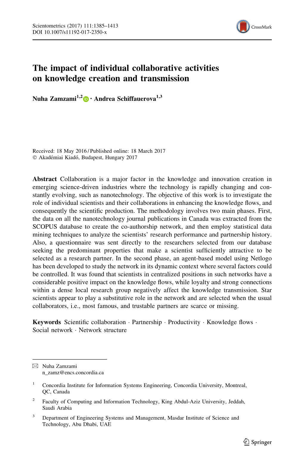 The Impact of Individual Collaborative Activities on Knowledge Creation and Transmission