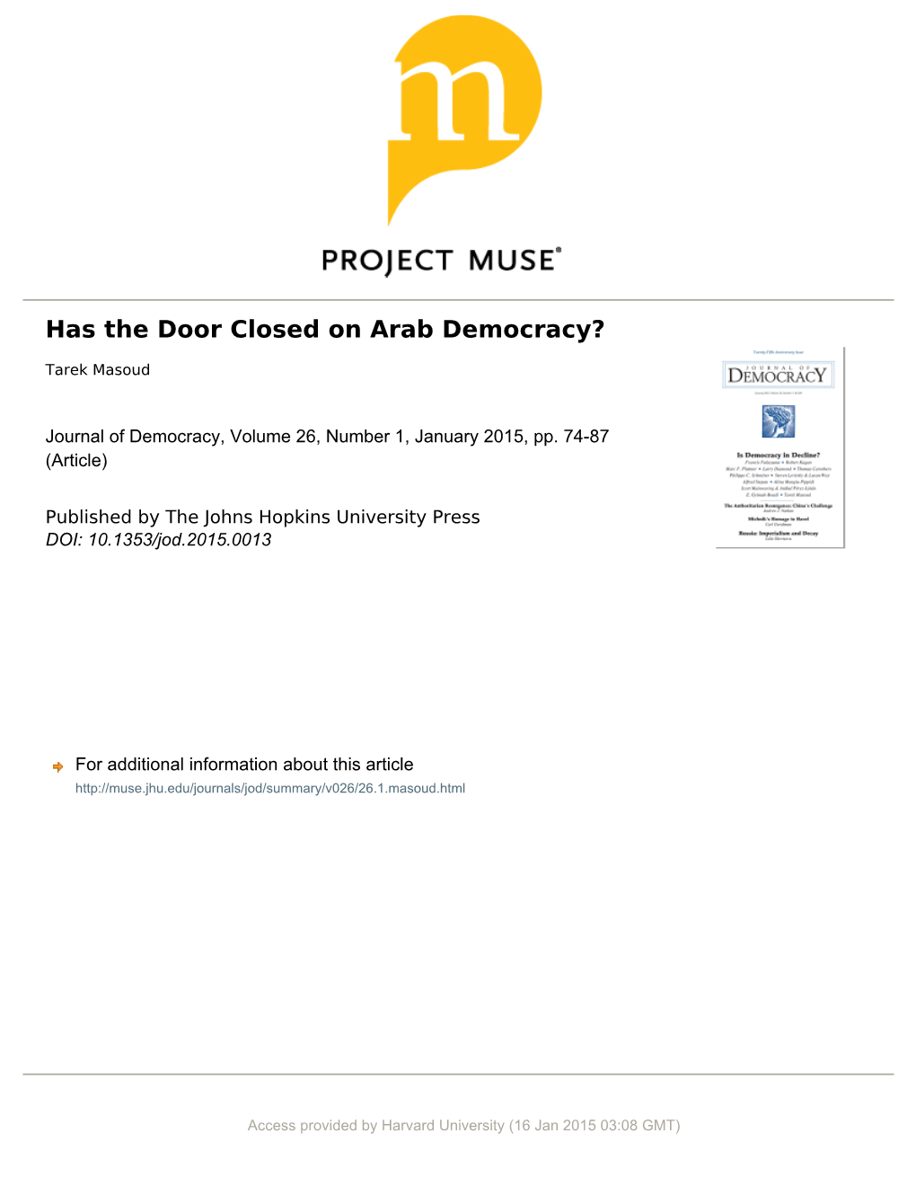 Has the Door Closed on Arab Democracy?
