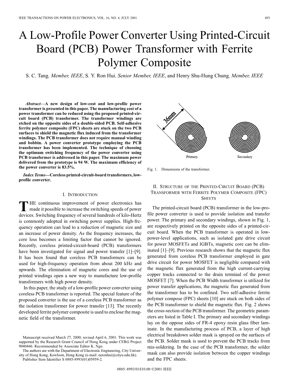 PCB) Power Transformer with Ferrite Polymer Composite S