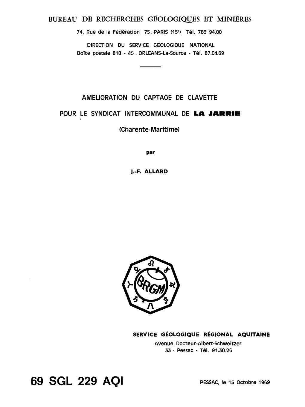 69 SGL 229 AQI PESSAC, Le 15 Octobre 1969 - 1