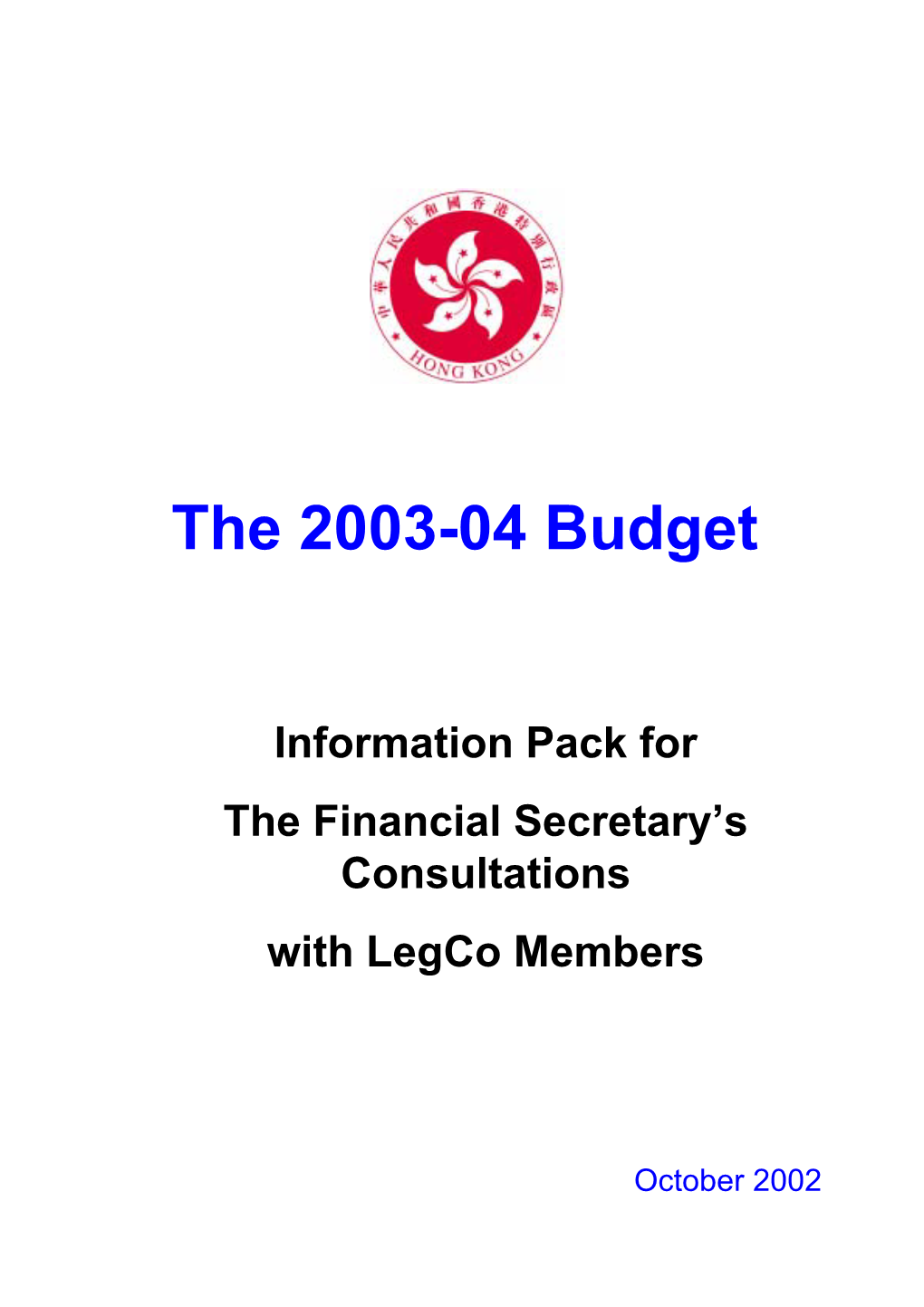 The 2003-04 Budget