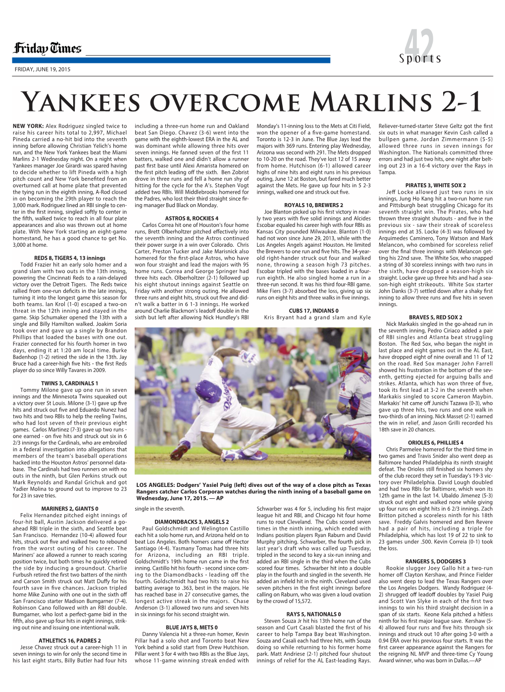 Yankees Overcome Marlins 2-1