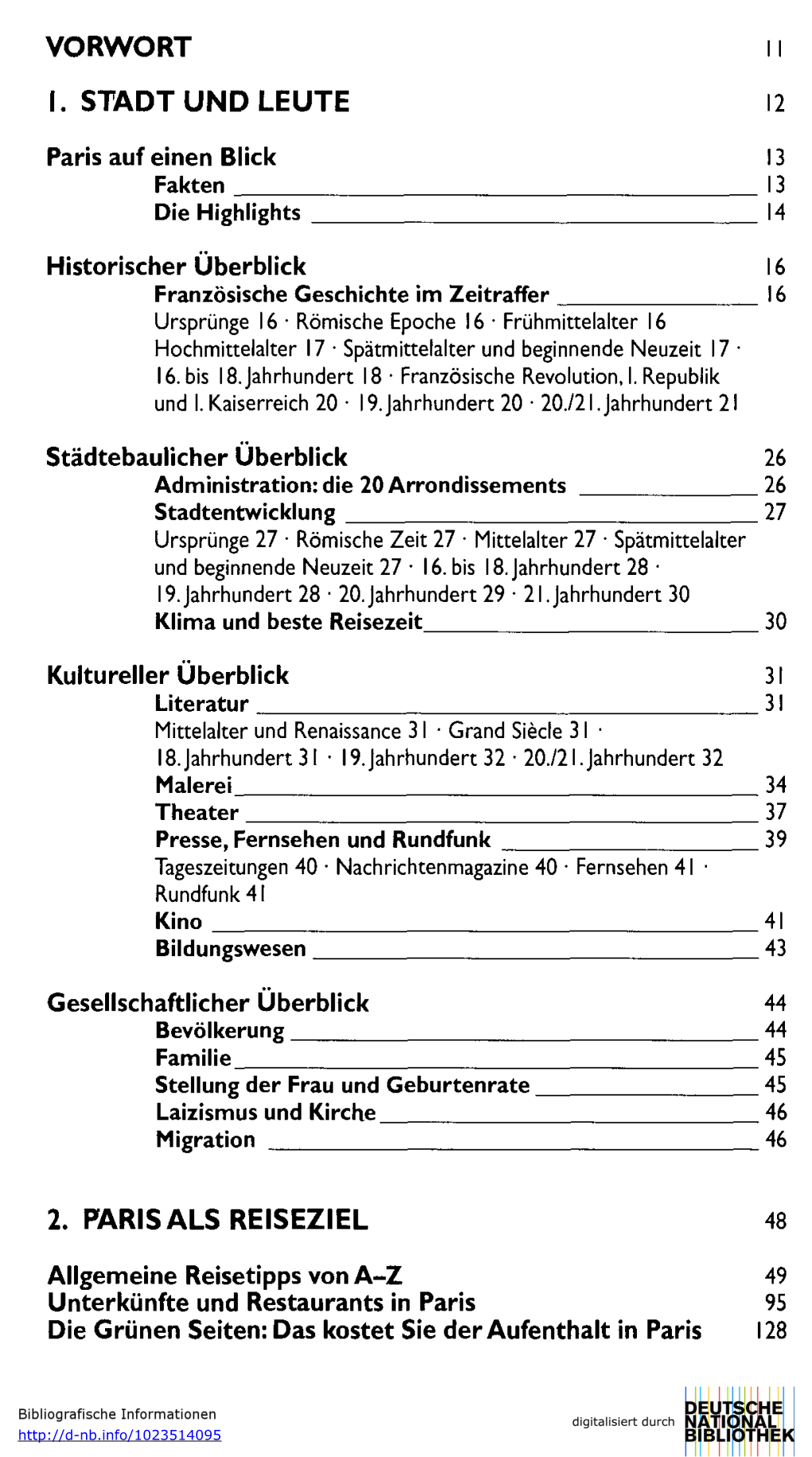 Vorwort I. Stadt Und Leute 12 2. Paris Als Reiseziel