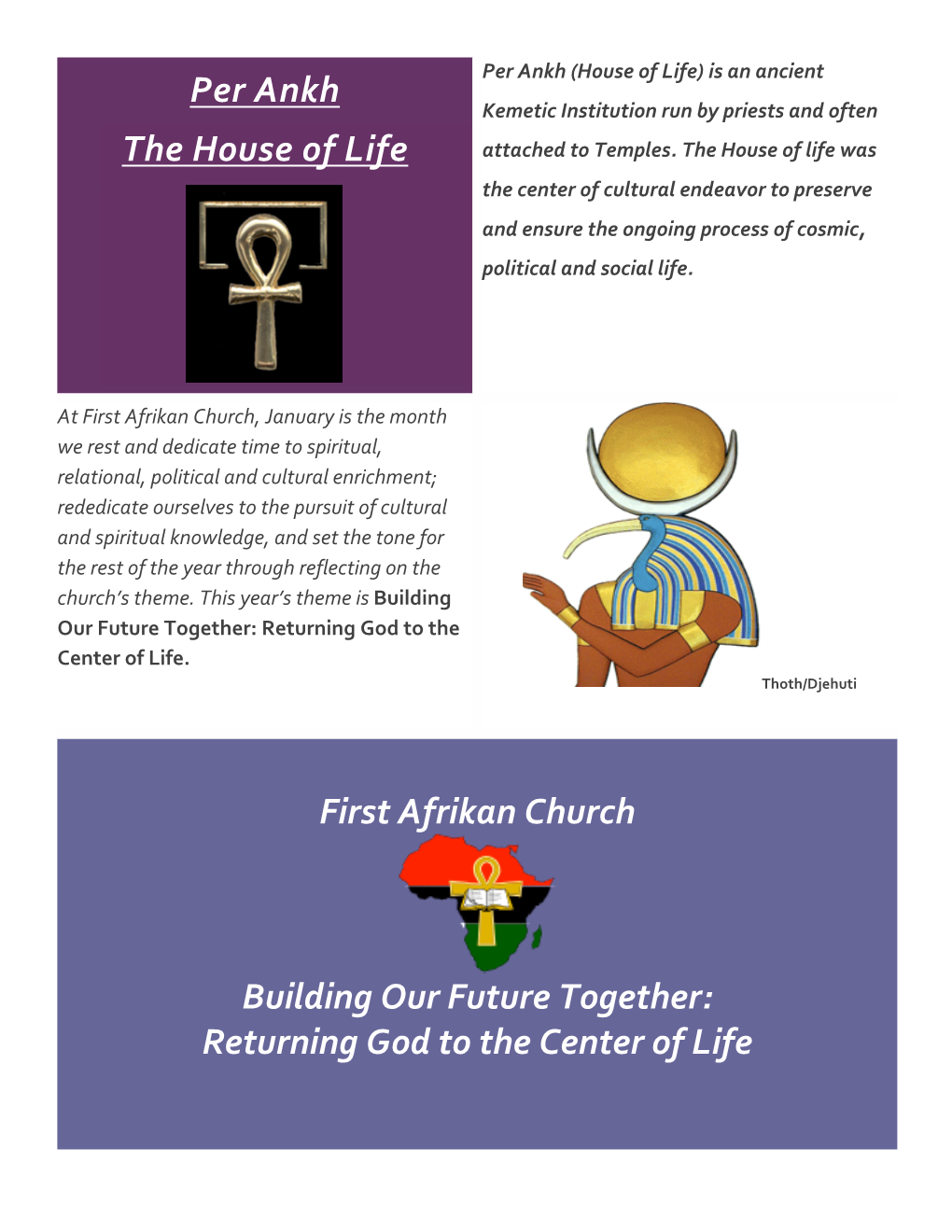 Per Ankh the House of Life First Afrikan Church Building Our Future