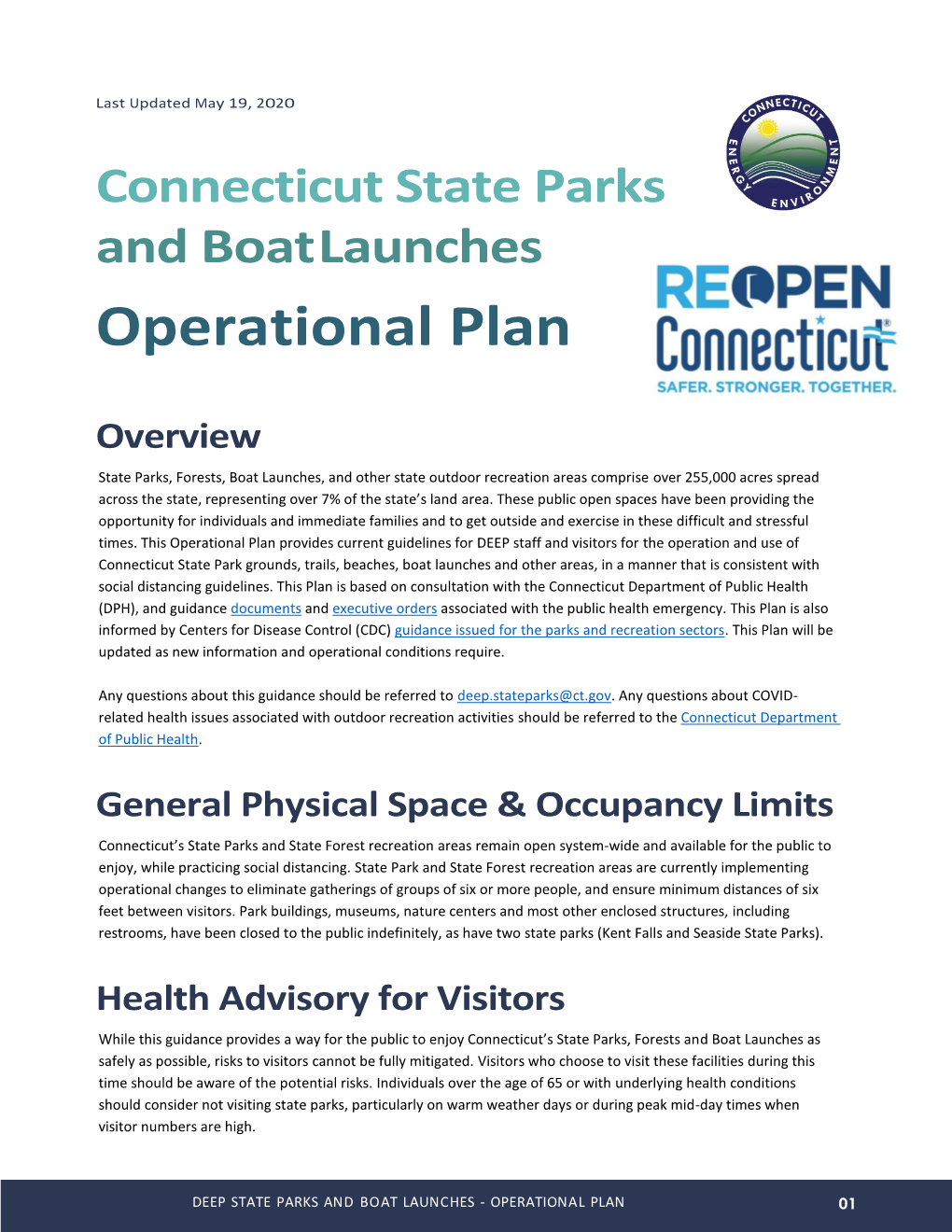 Connecticut State Parks and Boat Launches Operational Plan