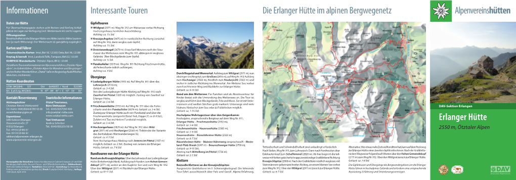 Interessante Touren Die Erlanger Hütte Im Alpinen Bergwegenetz