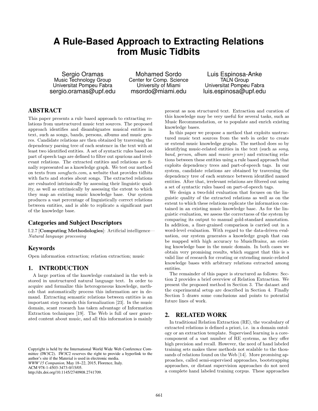 A Rule-Based Approach to Extracting Relations from Music Tidbits