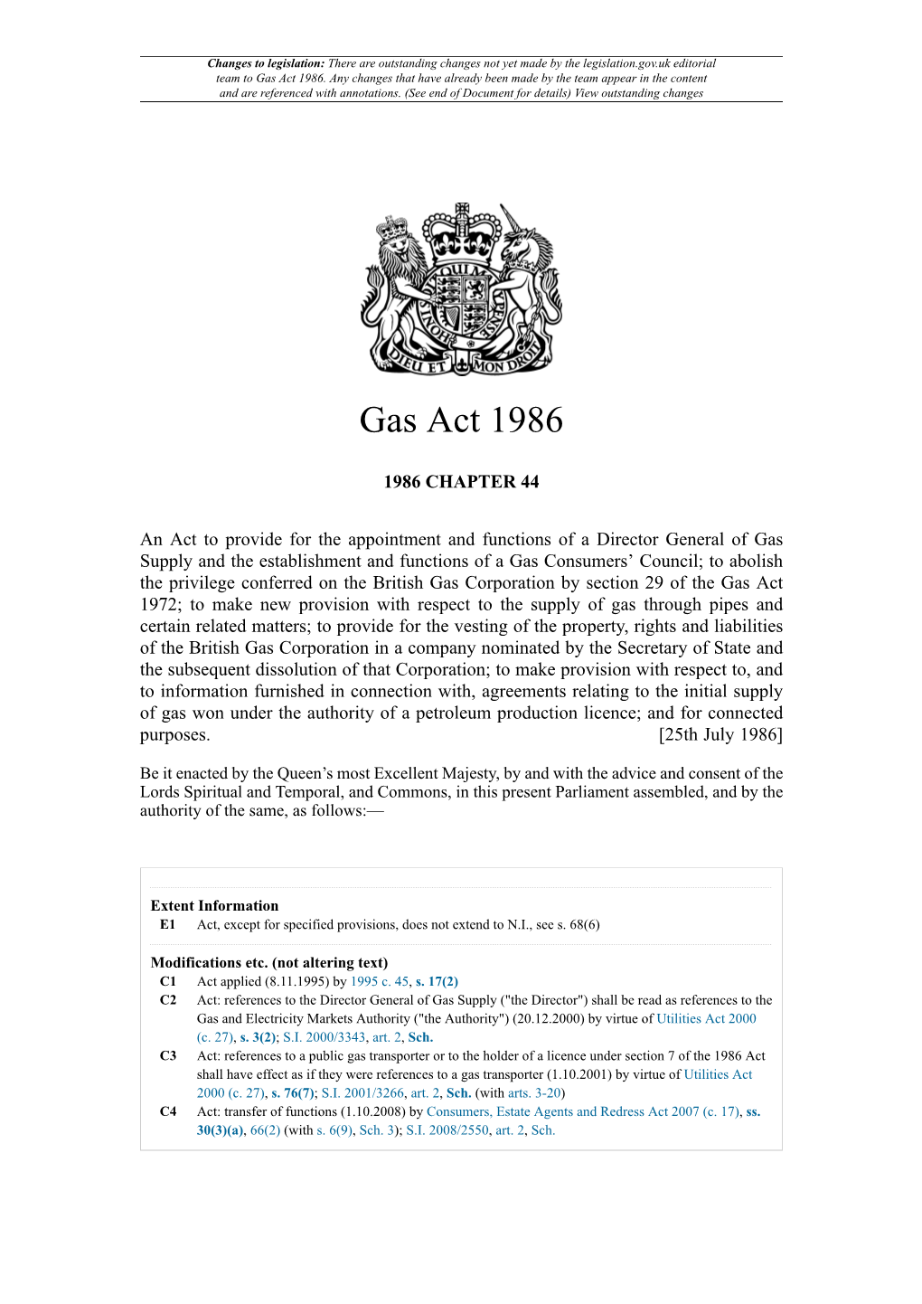 Gas Act 1986