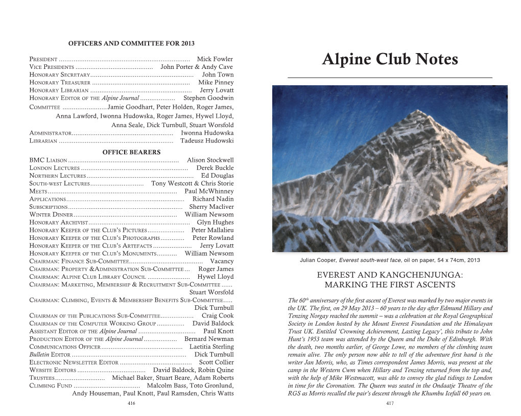 Alpine Club Notes Vice Presidents