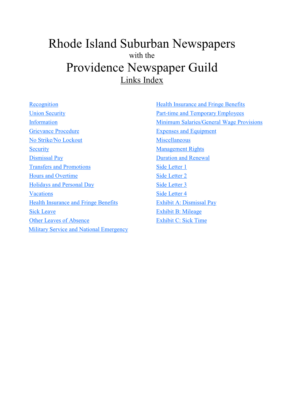 Rhode Island Suburban Newspapers Providence Newspaper Guild