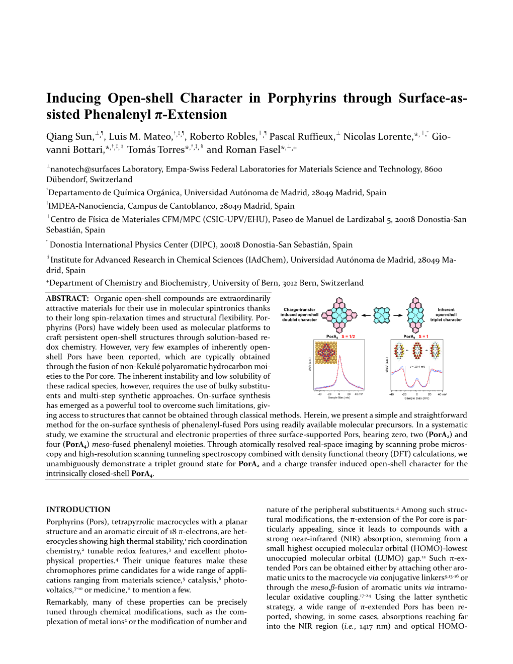 Inducing Open-Shell Character in Porphyrins Through Surface-As- Sisted Phenalenyl Π-Extension