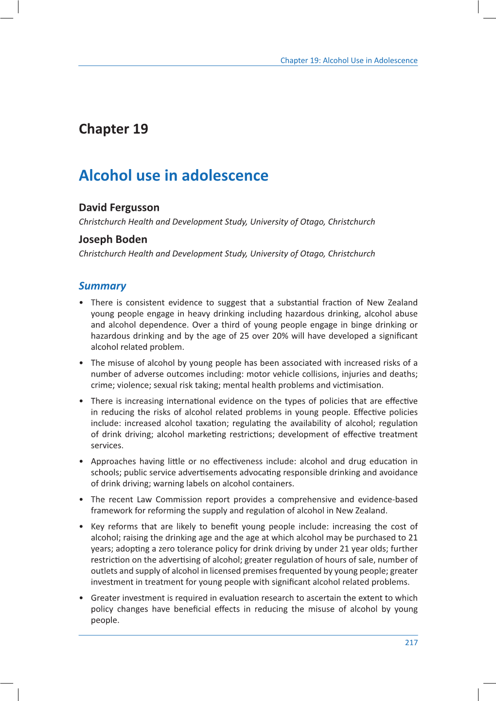 Chapter 19: Alcohol Use in Adolescence