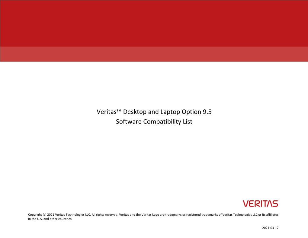 Veritas™ Desktop and Laptop Option 9.5 Software Compatibility List