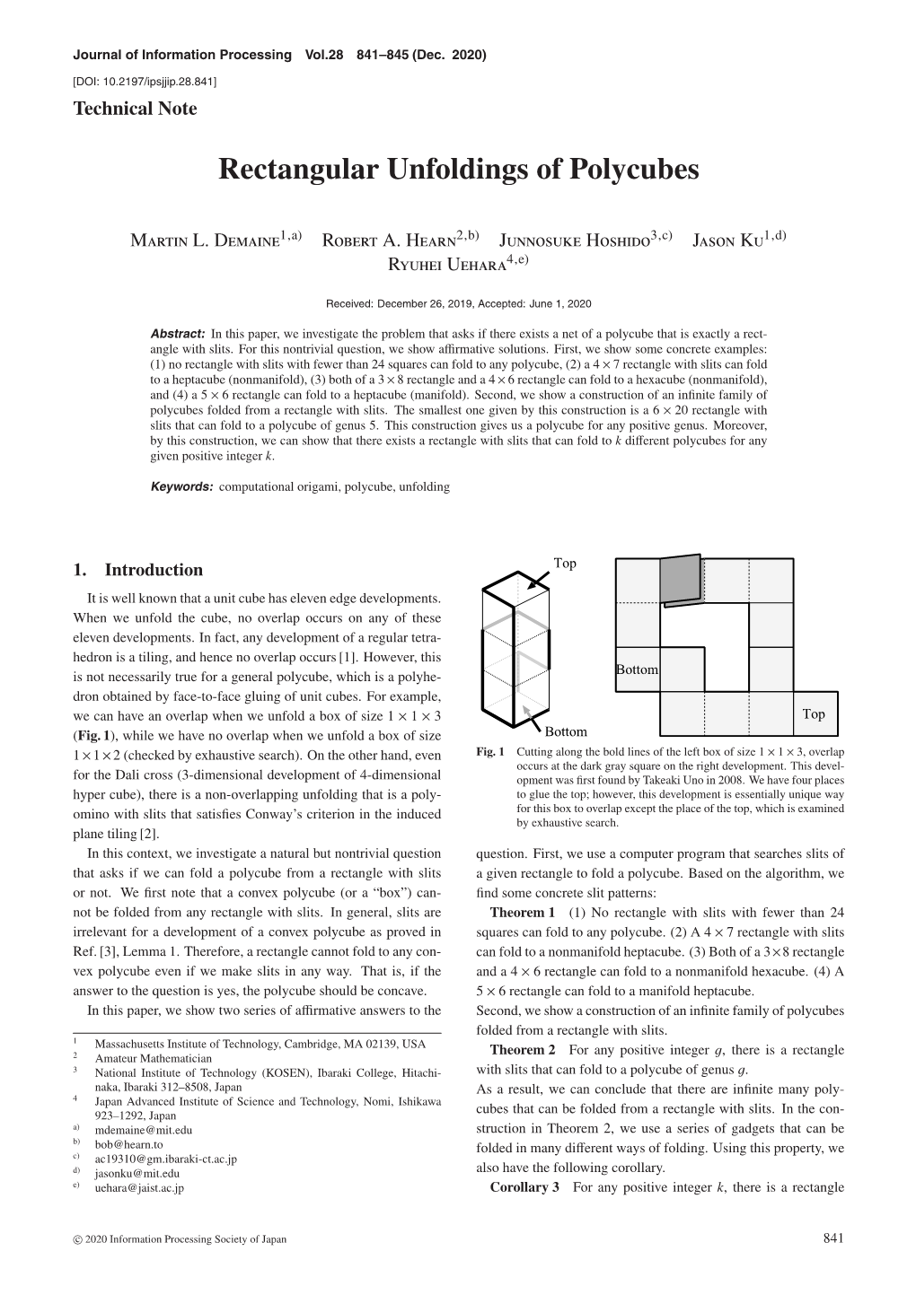 Rectangular Unfoldings of Polycubes