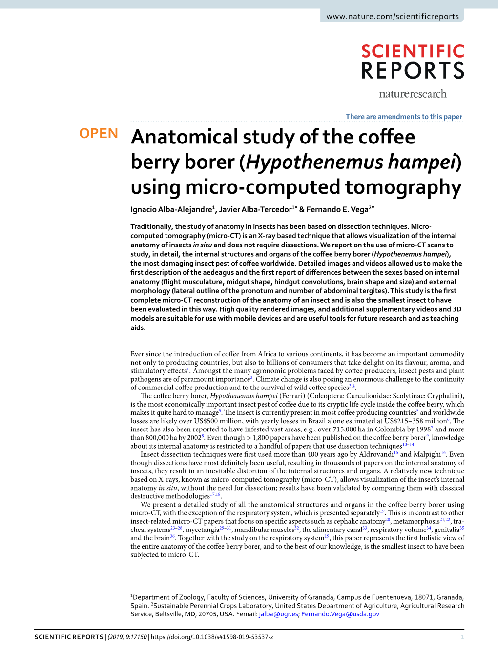 Anatomical Study of the Coffee Berry Borer (Hypothenemus Hampei)