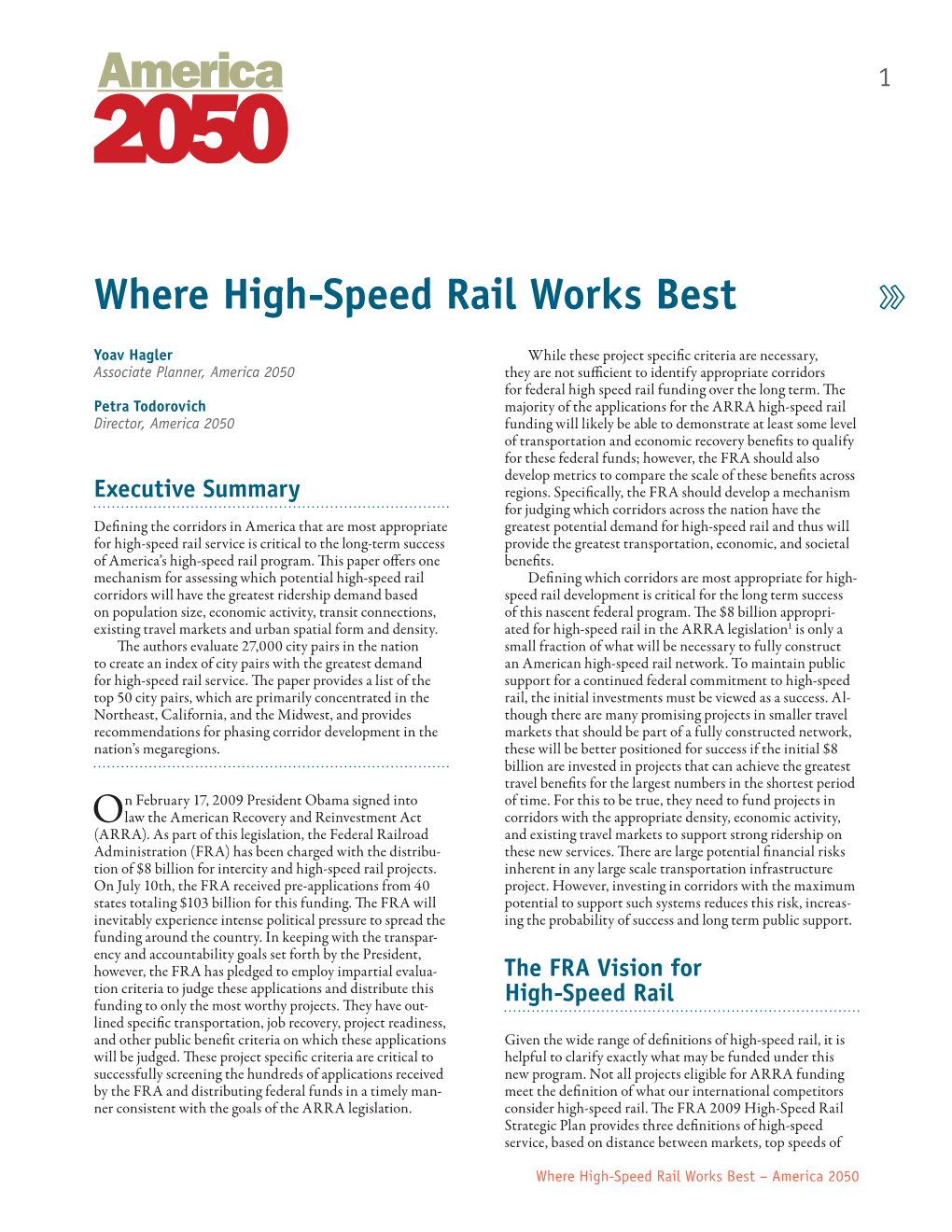 Where High-Speed Rail Works Best 11 Endnotes