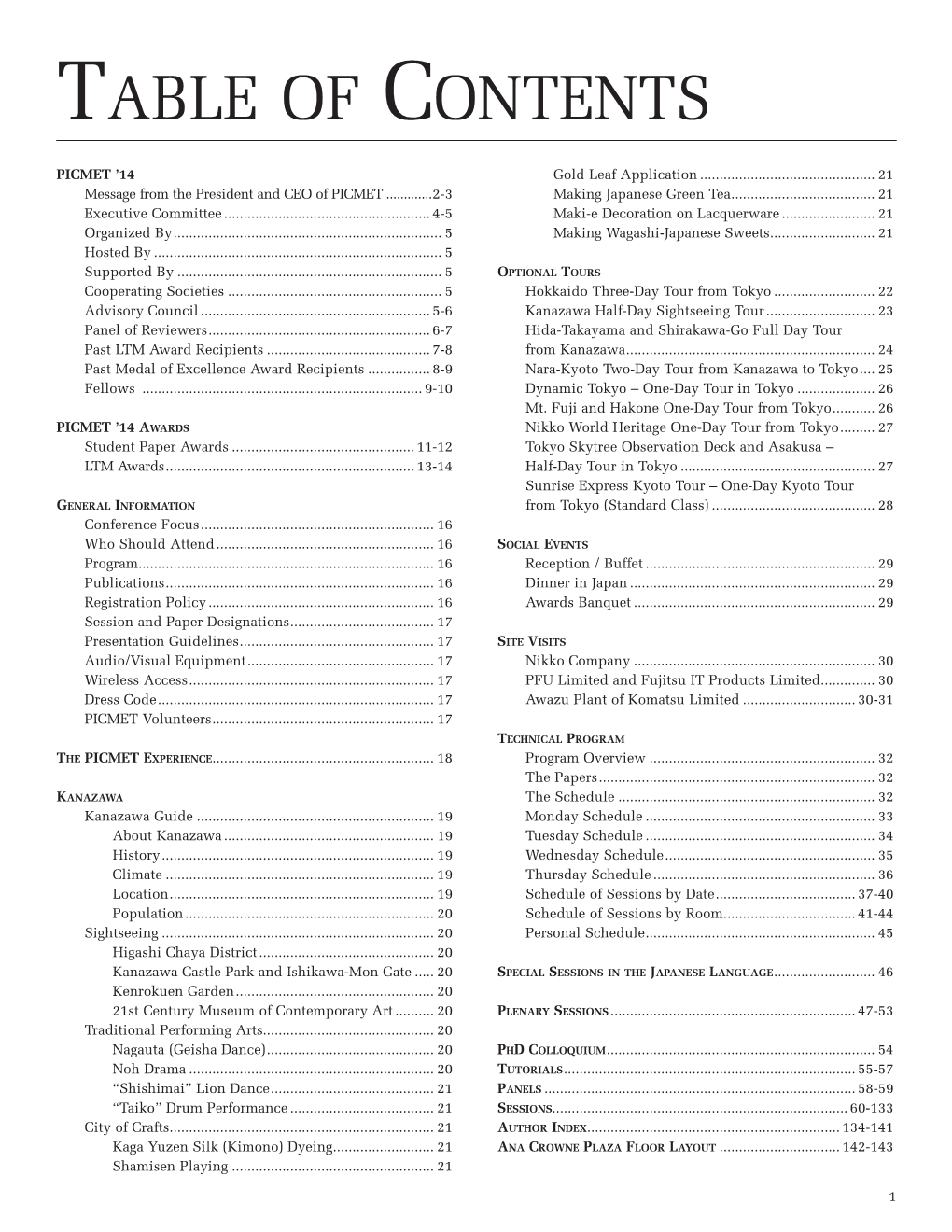 Table of Contents