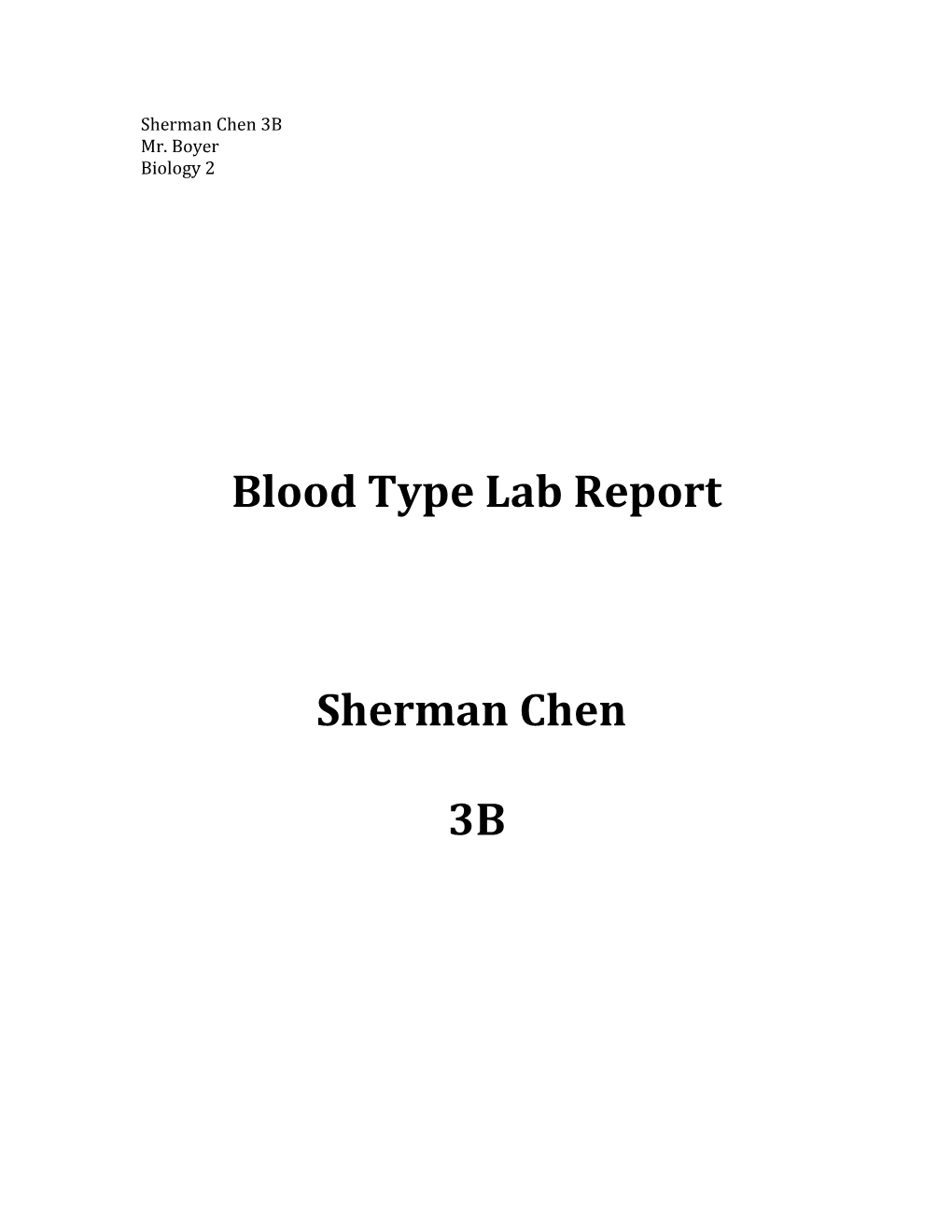 Blood Type Lab Report