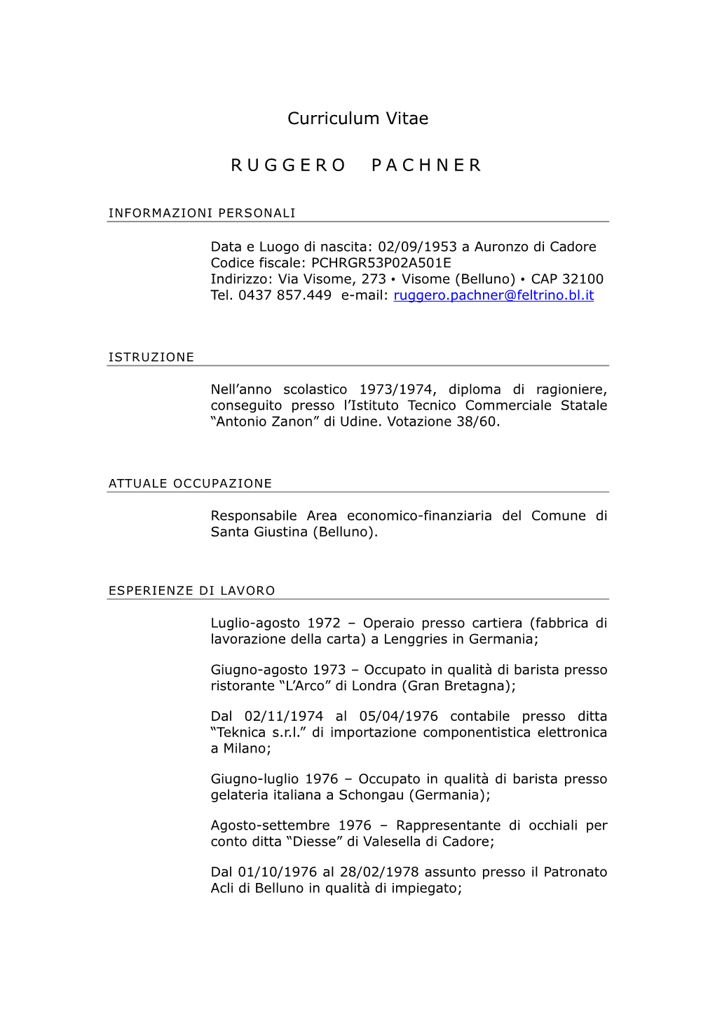 Curriculum Vitae RUGGERO PACHNER