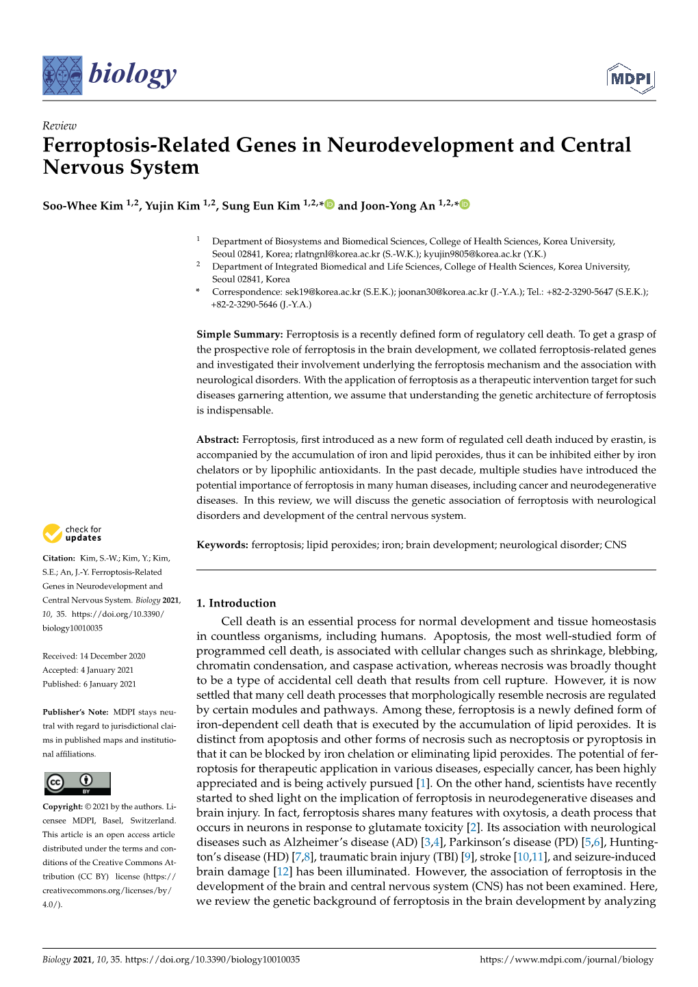 Ferroptosis-Related Genes in Neurodevelopment and Central Nervous System