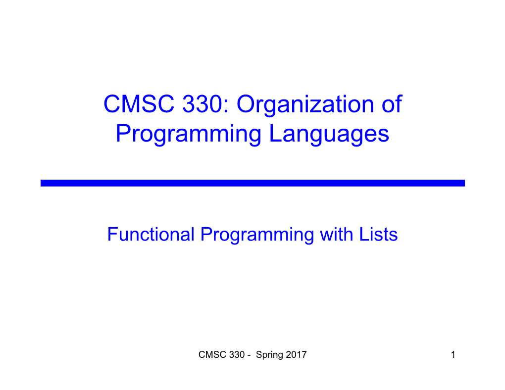 Functional Programming with Lists