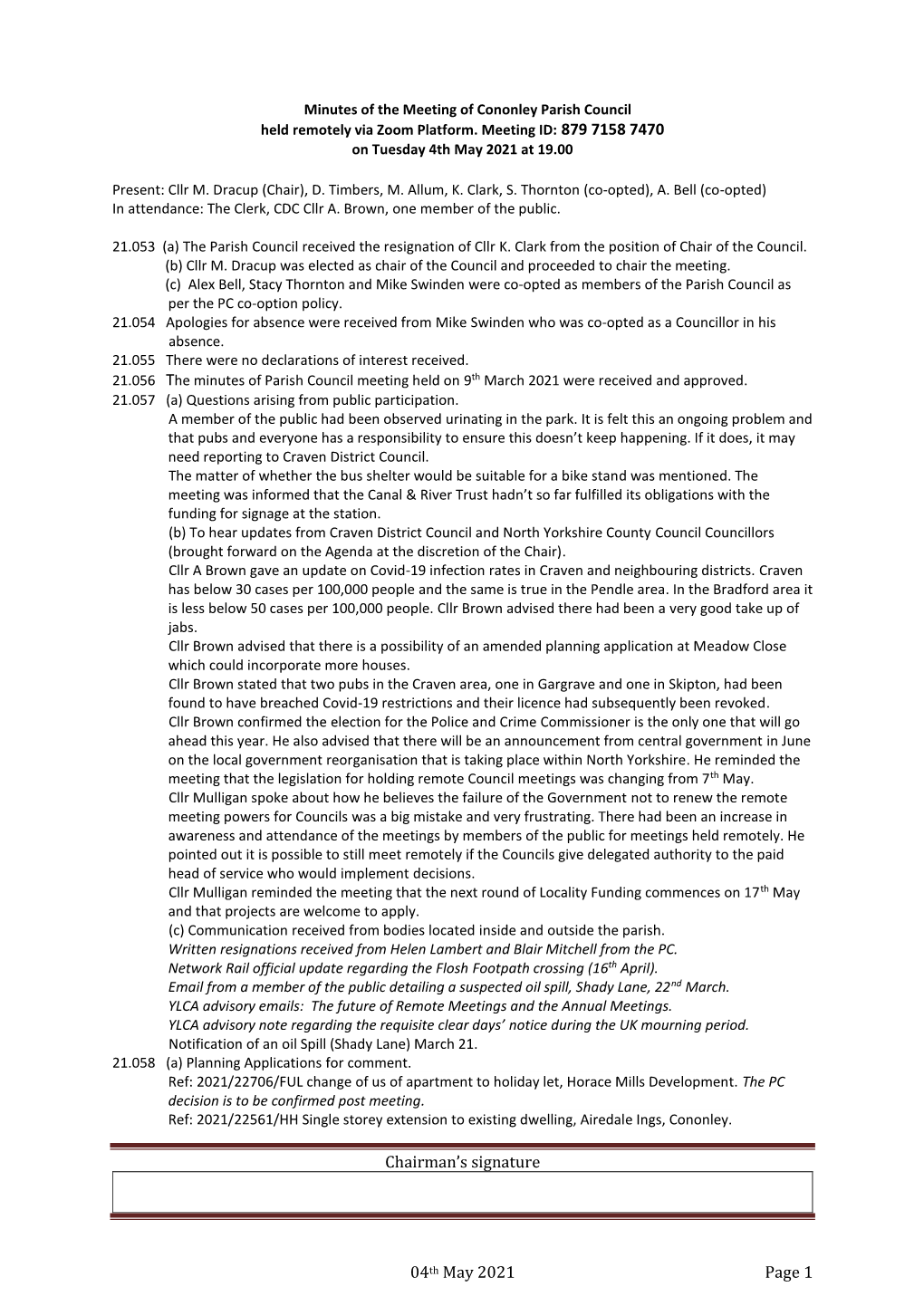 Chairman's Signature 04Th May 2021 Page 1