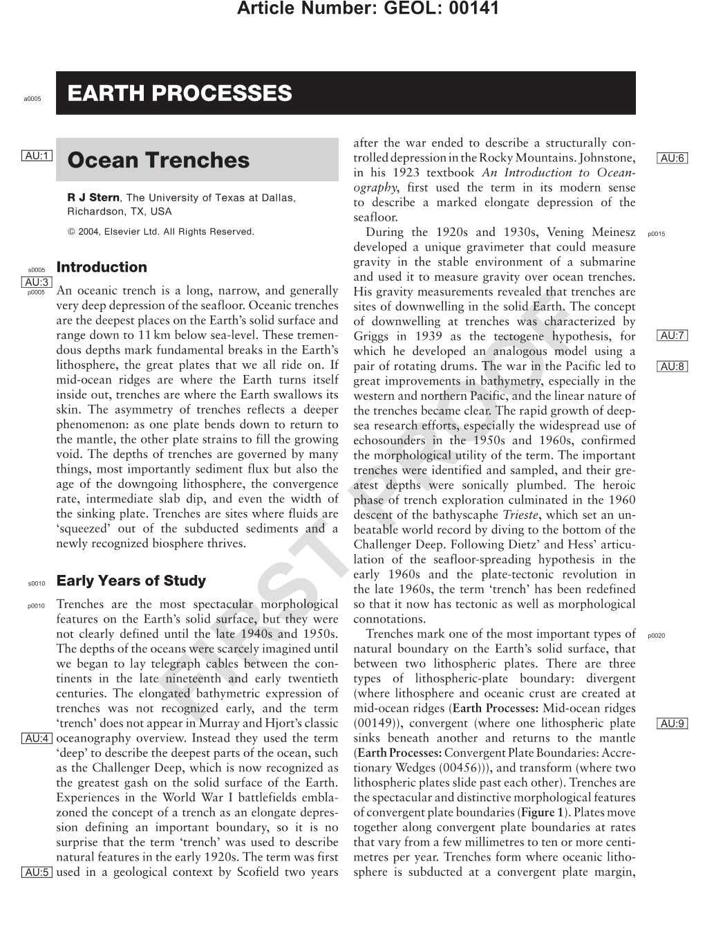 Ocean Trenches Trolled Depression in the Rocky Mountains