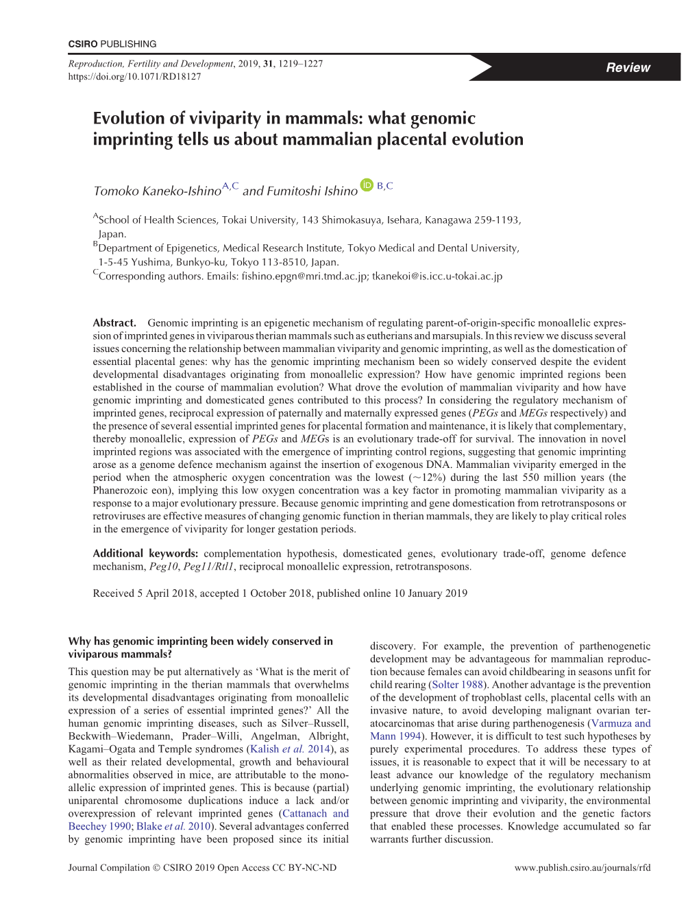 Evolution of Viviparity in Mammals: What Genomic Imprinting Tells Us About Mammalian Placental Evolution