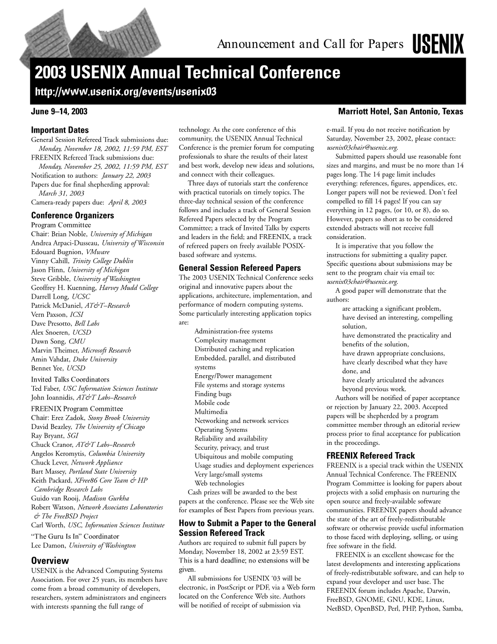 2003 USENIX Annual Technical Conference