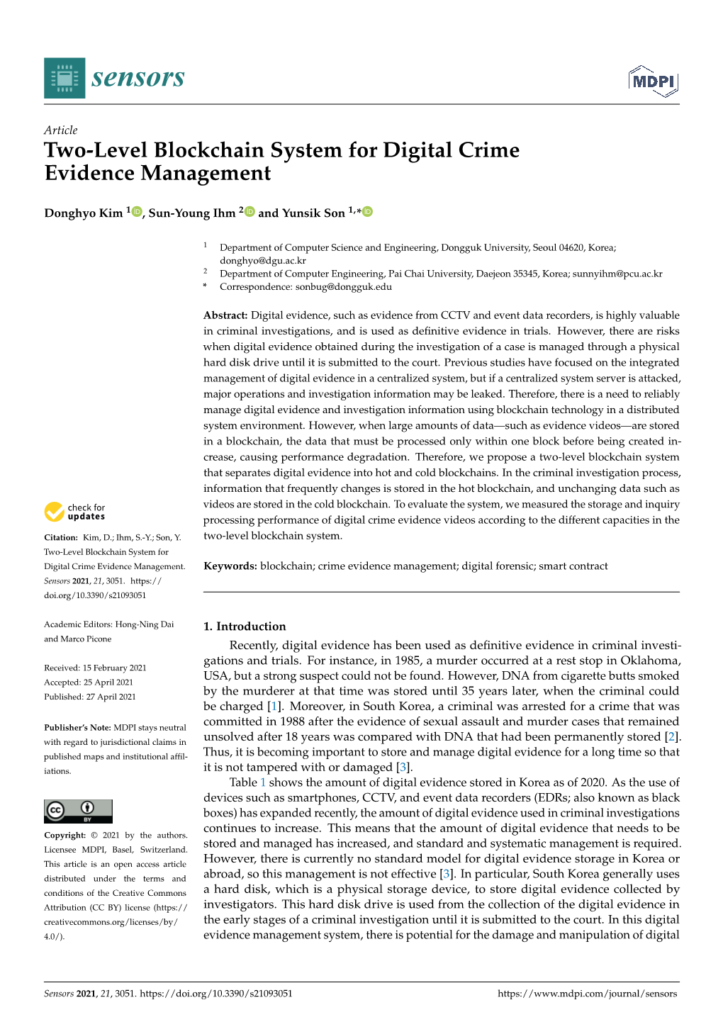 Two-Level Blockchain System for Digital Crime Evidence Management