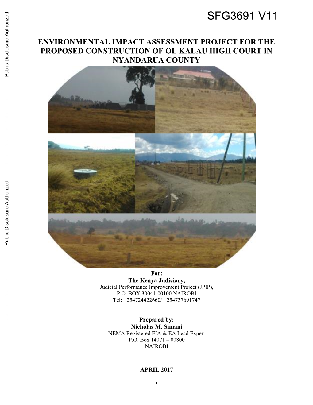 Environmental Impact Assessment Project for the Proposed Construction of Ol Kalau High Court in Nyandarua County
