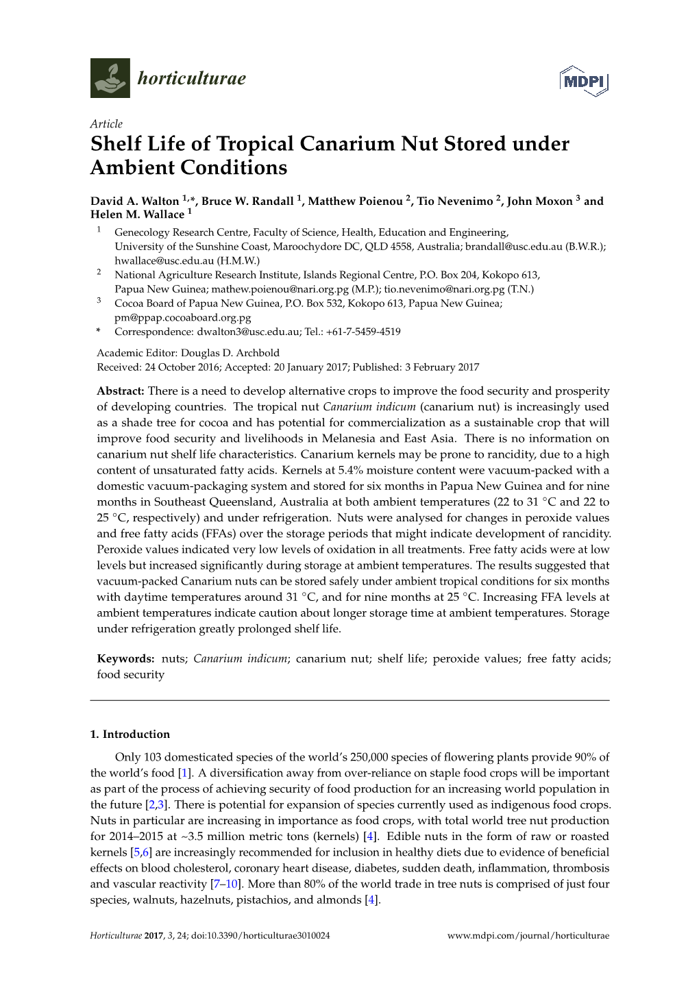 Shelf Life of Tropical Canarium Nut Stored Under Ambient Conditions