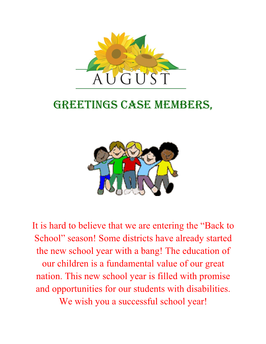 Greetings CASE Members