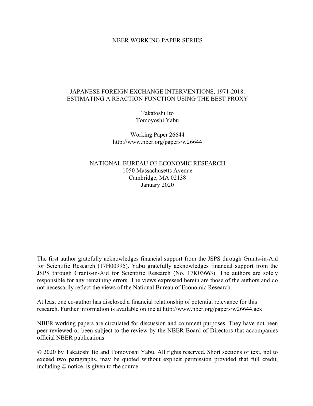 Japanese Foreign Exchange Interventions, 1971-2018: Estimating a Reaction Function Using the Best Proxy