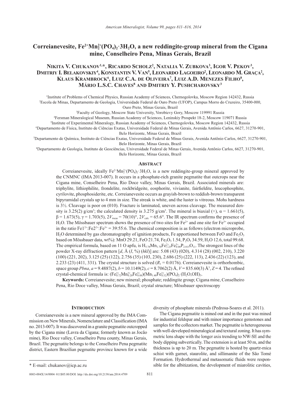 2·3H2O, a New Reddingite-Group Mineral from the Cigana Mine, Conselheiro Pena, Minas Gerais, Brazil