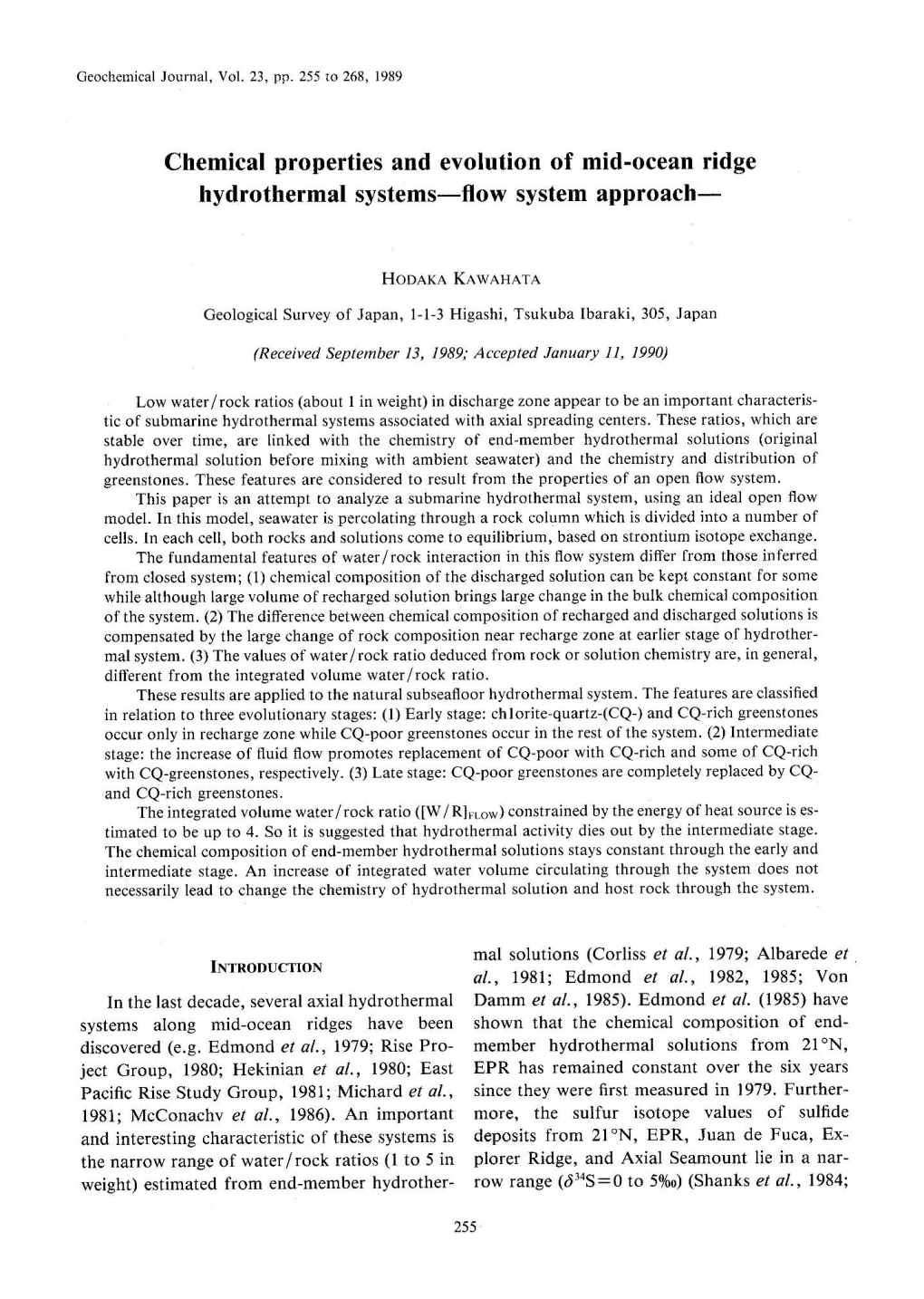 Chemical Properties and Evolution of Mid-Ocean Ridge Hydrotherm Alsystem S Flow System Approach