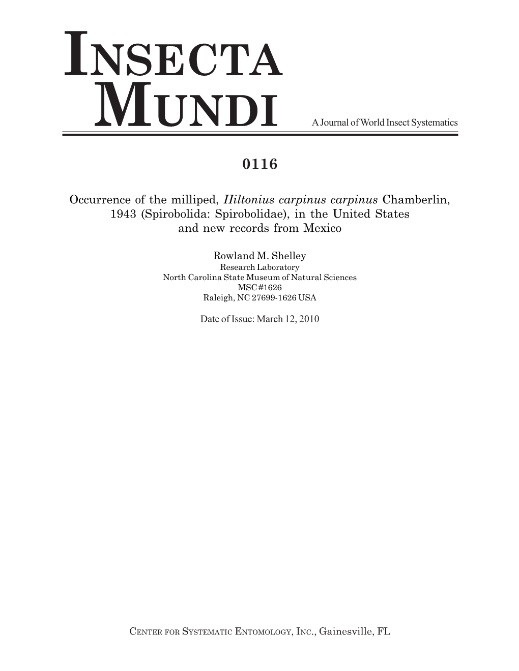 Insecta Mundi 0116: 1-3