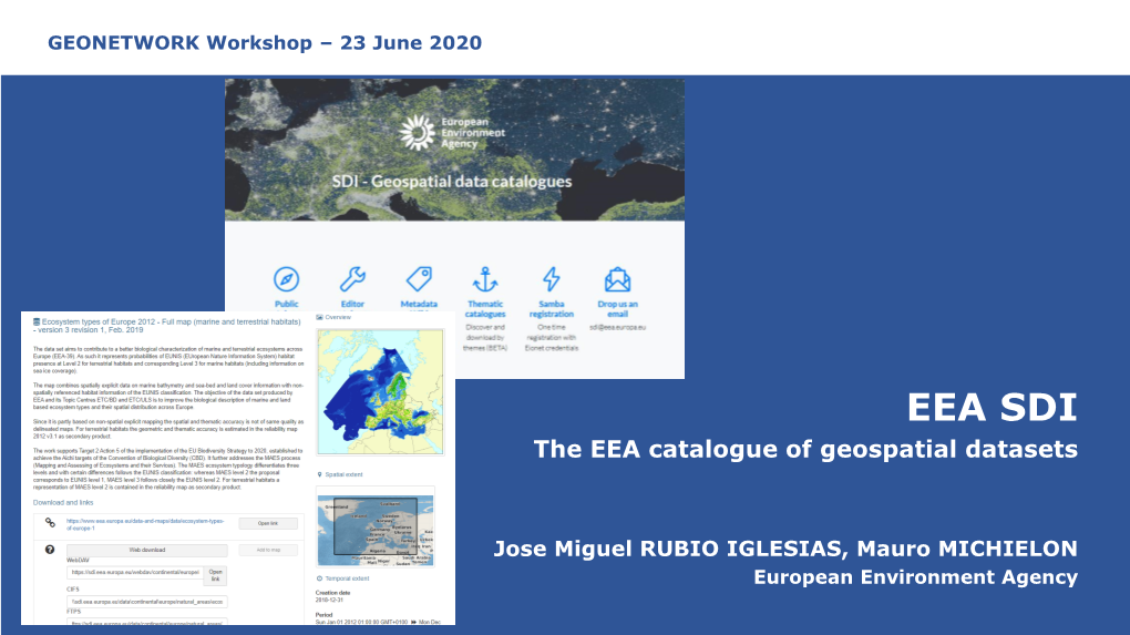 EEA SDI the EEA Catalogue of Geospatial Datasets