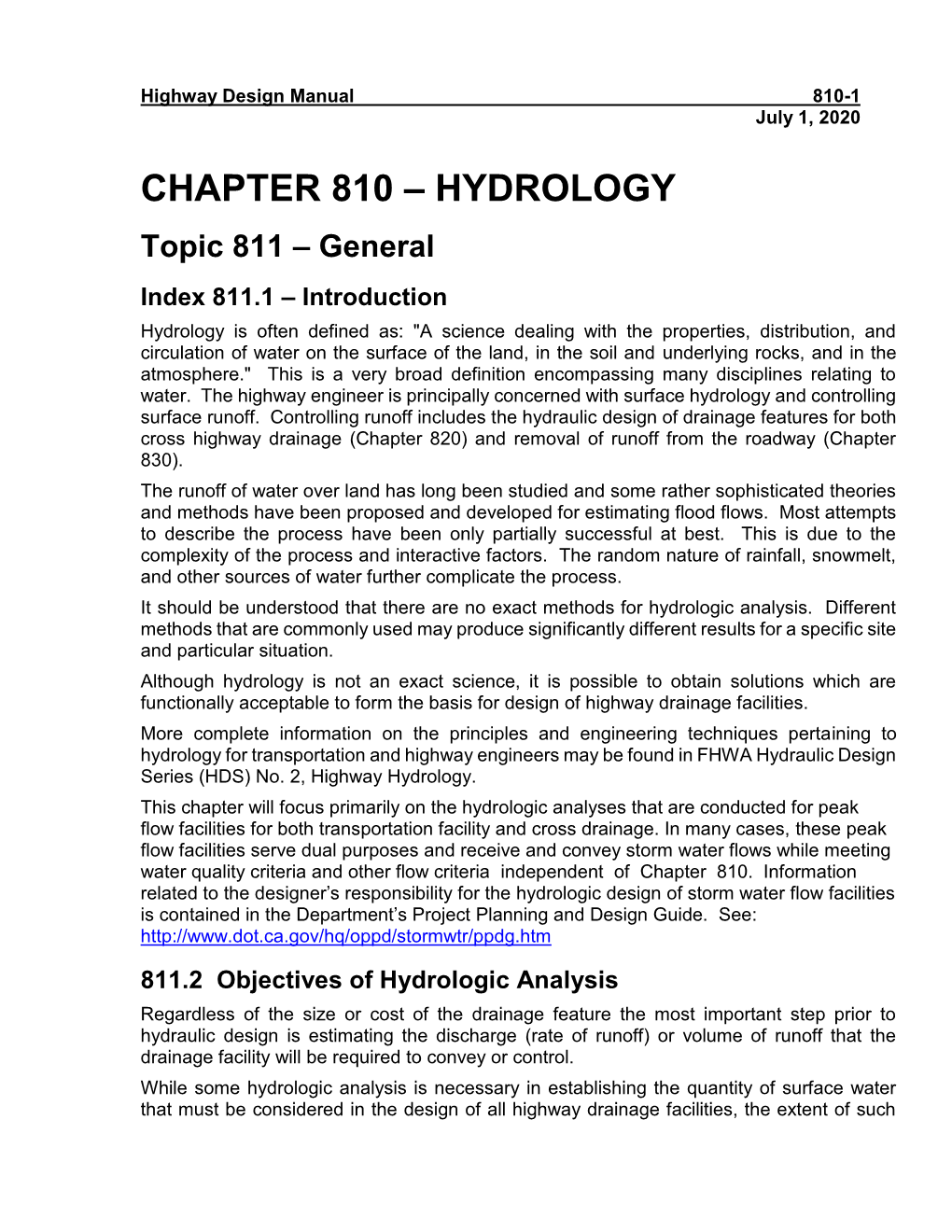 Chapter 810 – Hydrology