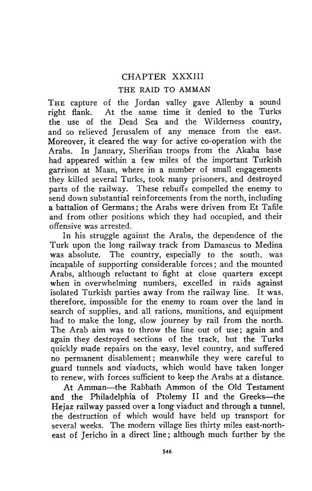 CHAPTER XXXIII the Capture of the Jordan Valley Gave Allenby a Sound