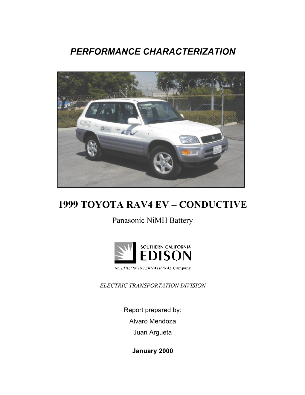 Performance Characterization 1999 Toyota RAV4 EV