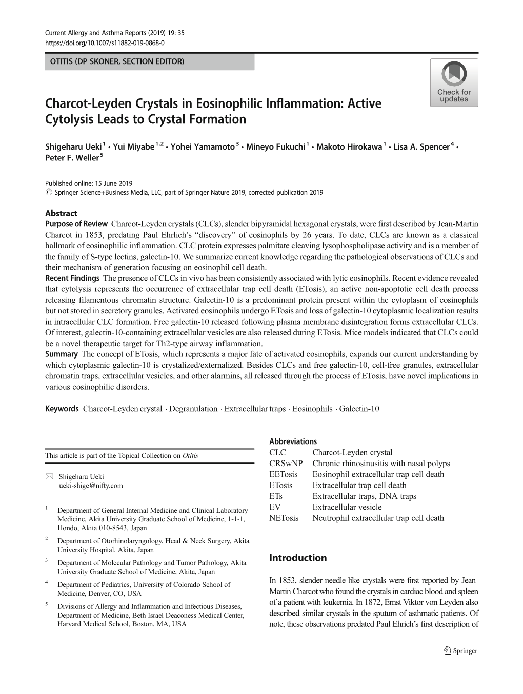 Charcot-Leyden Crystals in Eosinophilic Inflammation: Active Cytolysis Leads to Crystal Formation