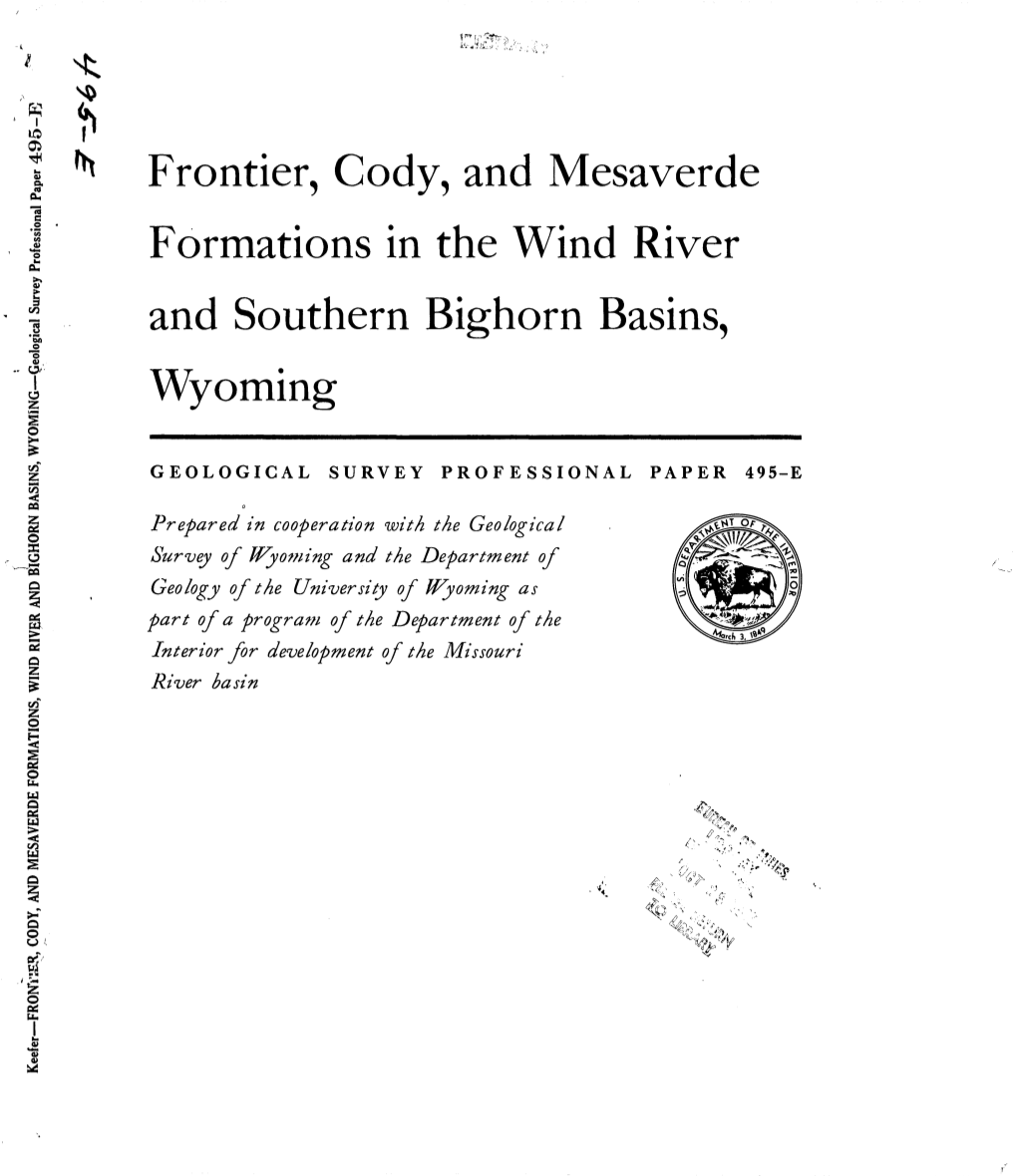 Frontier, Cody, and Mesaverde Formations in the Wind River and Southern Bighorn Basins, Wyoming