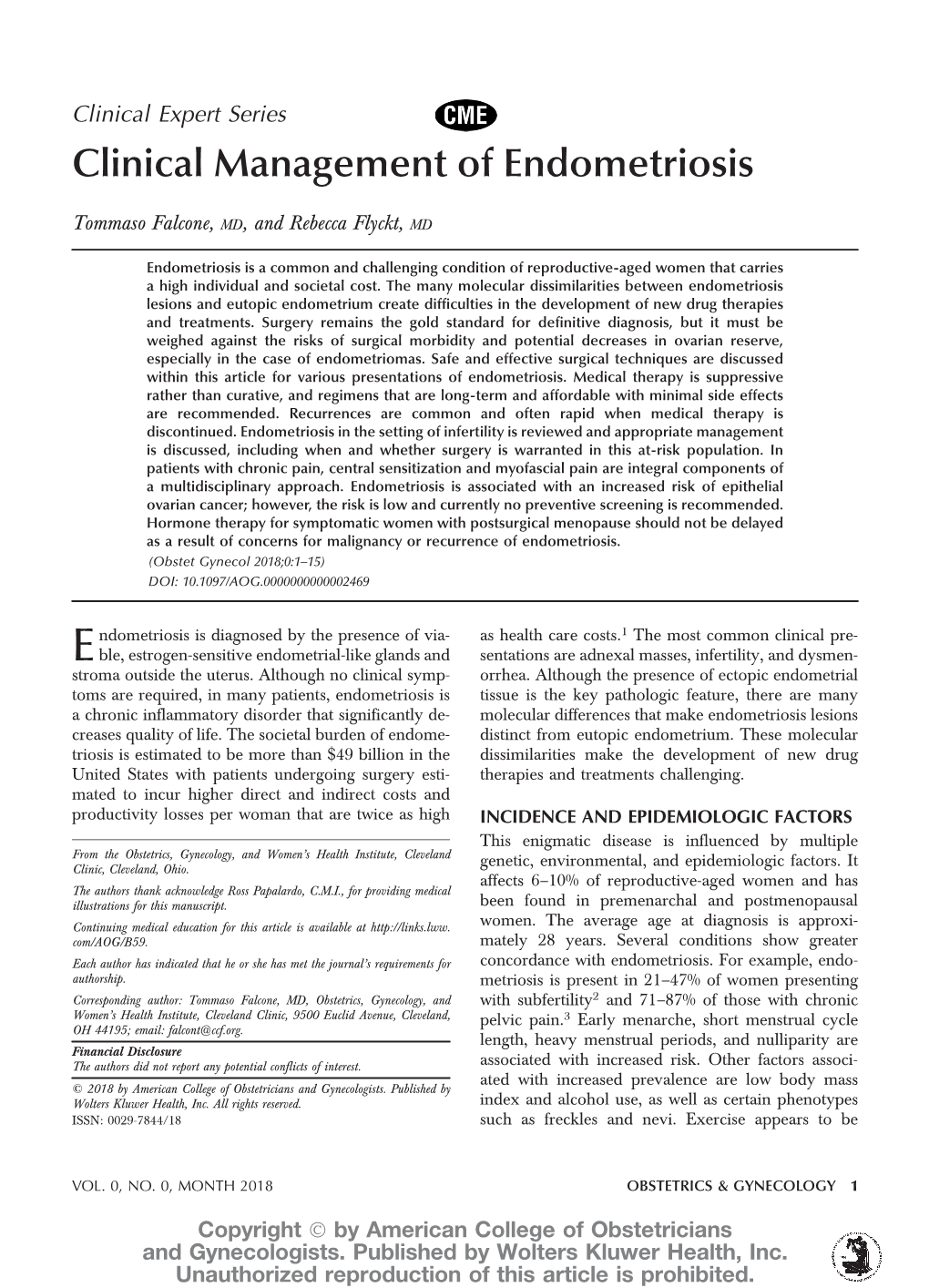 Clinical Management of Endometriosis