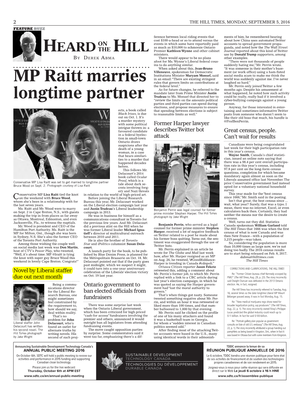 MP Raitt Marries Longtime Partner