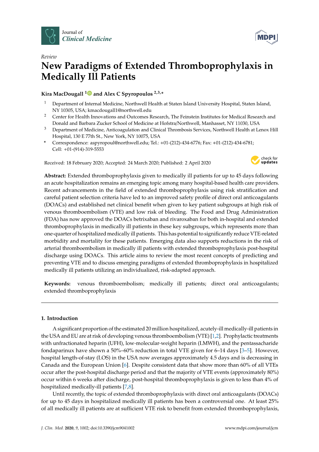 New Paradigms of Extended Thromboprophylaxis in Medically Ill Patients