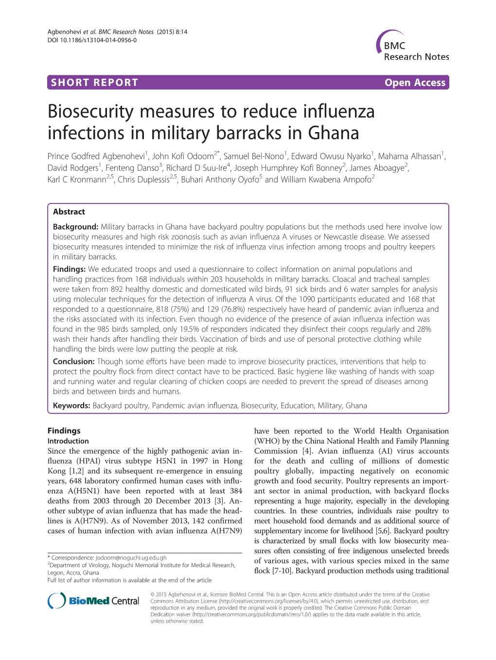 Biosecurity Measures to Reduce Influenza Infections