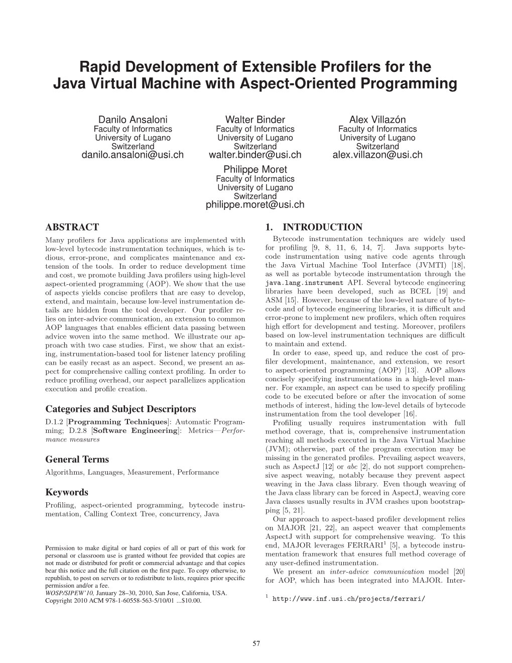 Rapid Development of Extensible Profilers for the Java Virtual