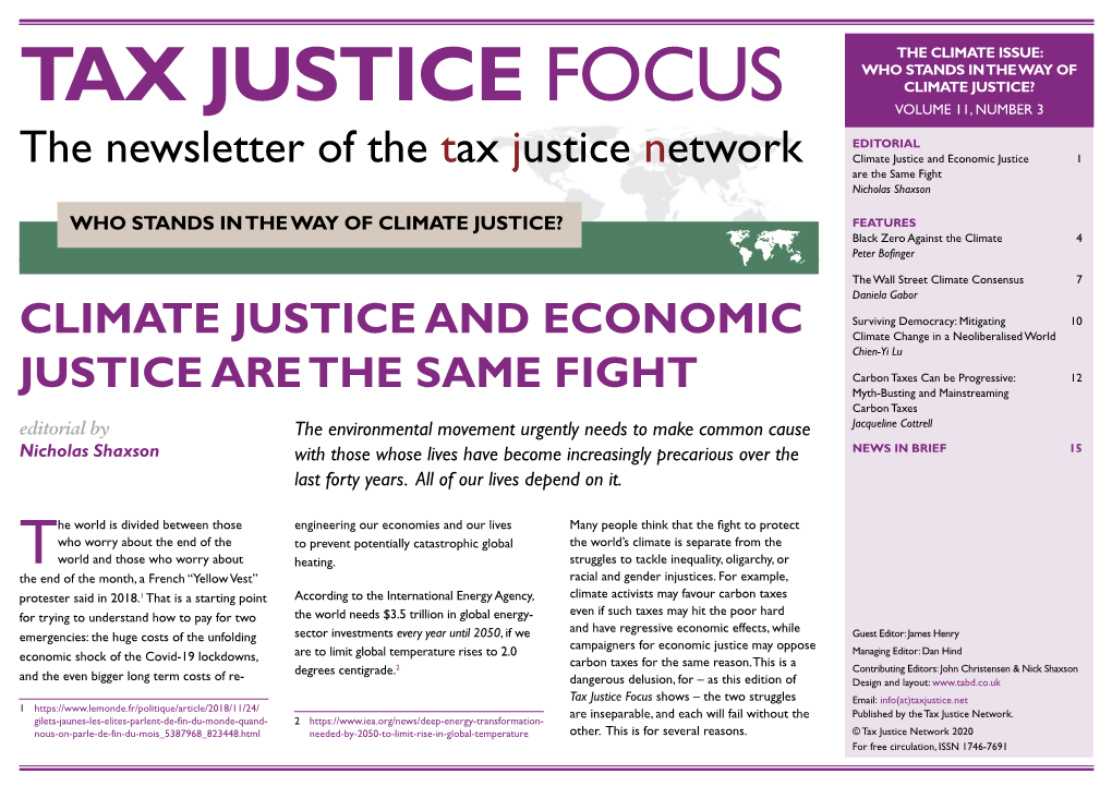 Tax Justice Focus Volume 11, Number 3