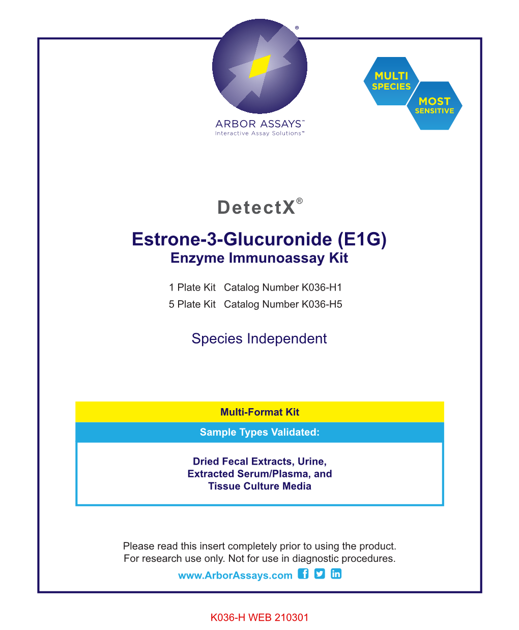 Detectx® Estrone-3-Glucuronide (E1G) Enzyme Immunoassay Kit